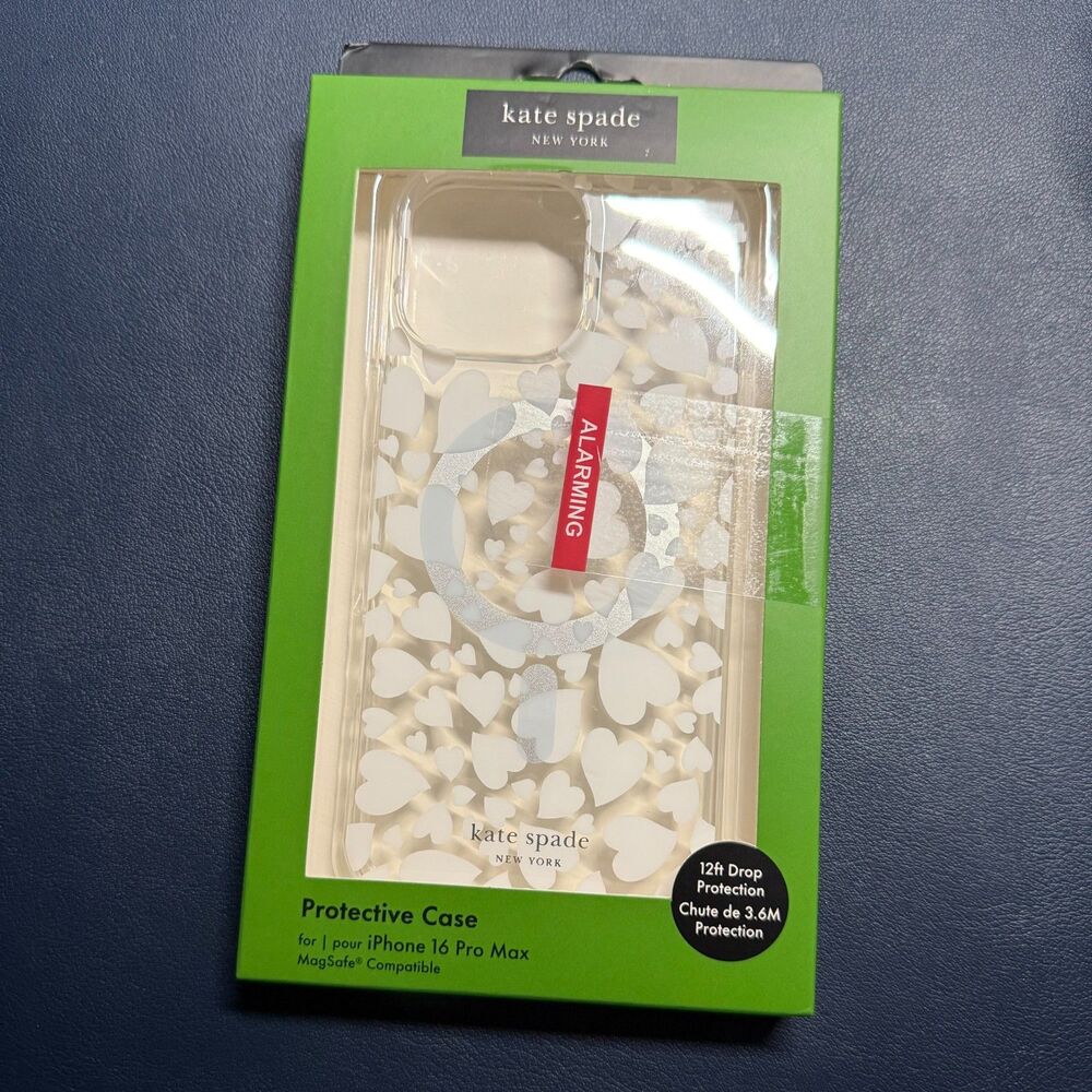 Kate Spade NWB iPhone 16 Pro Max Case Compatible with MagSafe White Heart - Picture 3 of 6